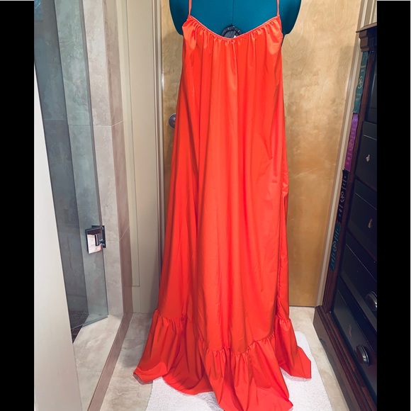 Orange Long Swing Maxi Dress - Picture 3 of 3